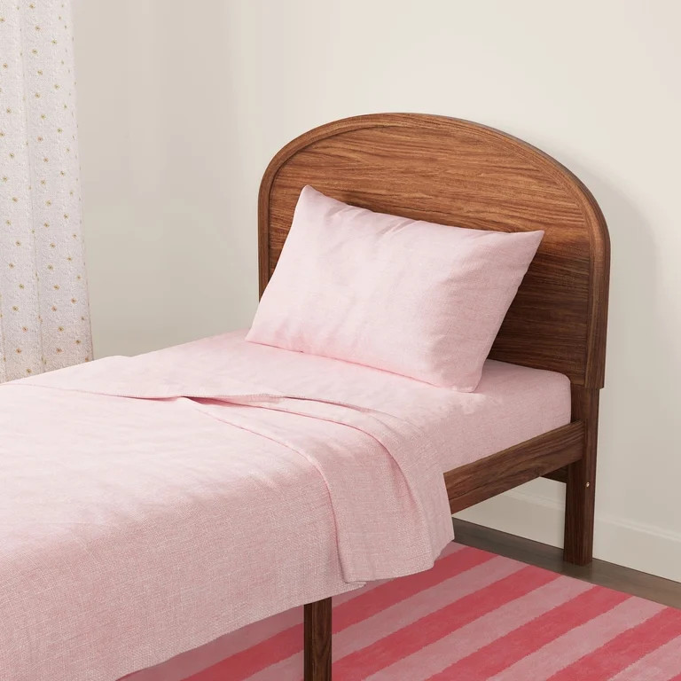 Mainstays Kids 100% Cotton Percale Bed Sheet Set, Twin, Light Pink, 3 Pieces | Walmart (US)