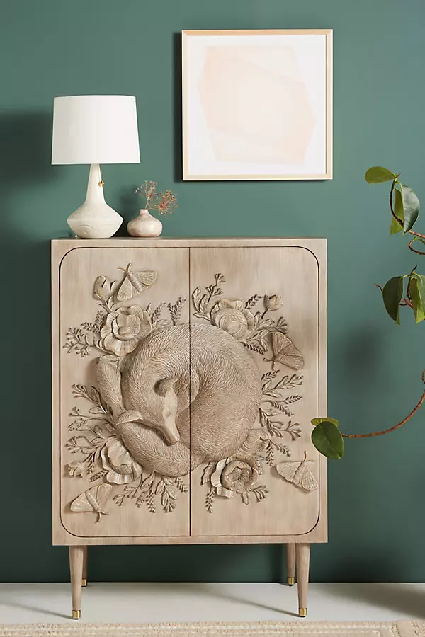Handcarved Land & Sky Cabinet | Anthropologie (US)