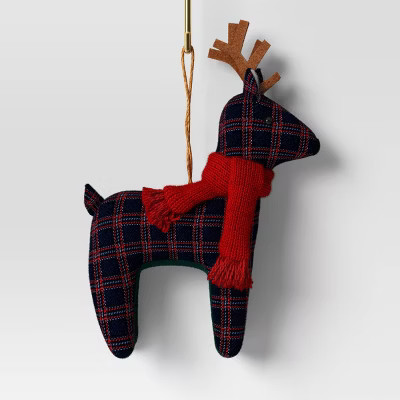Christmas Fabric Deer Ornament Blue Plaid - Wondershop™ | Target