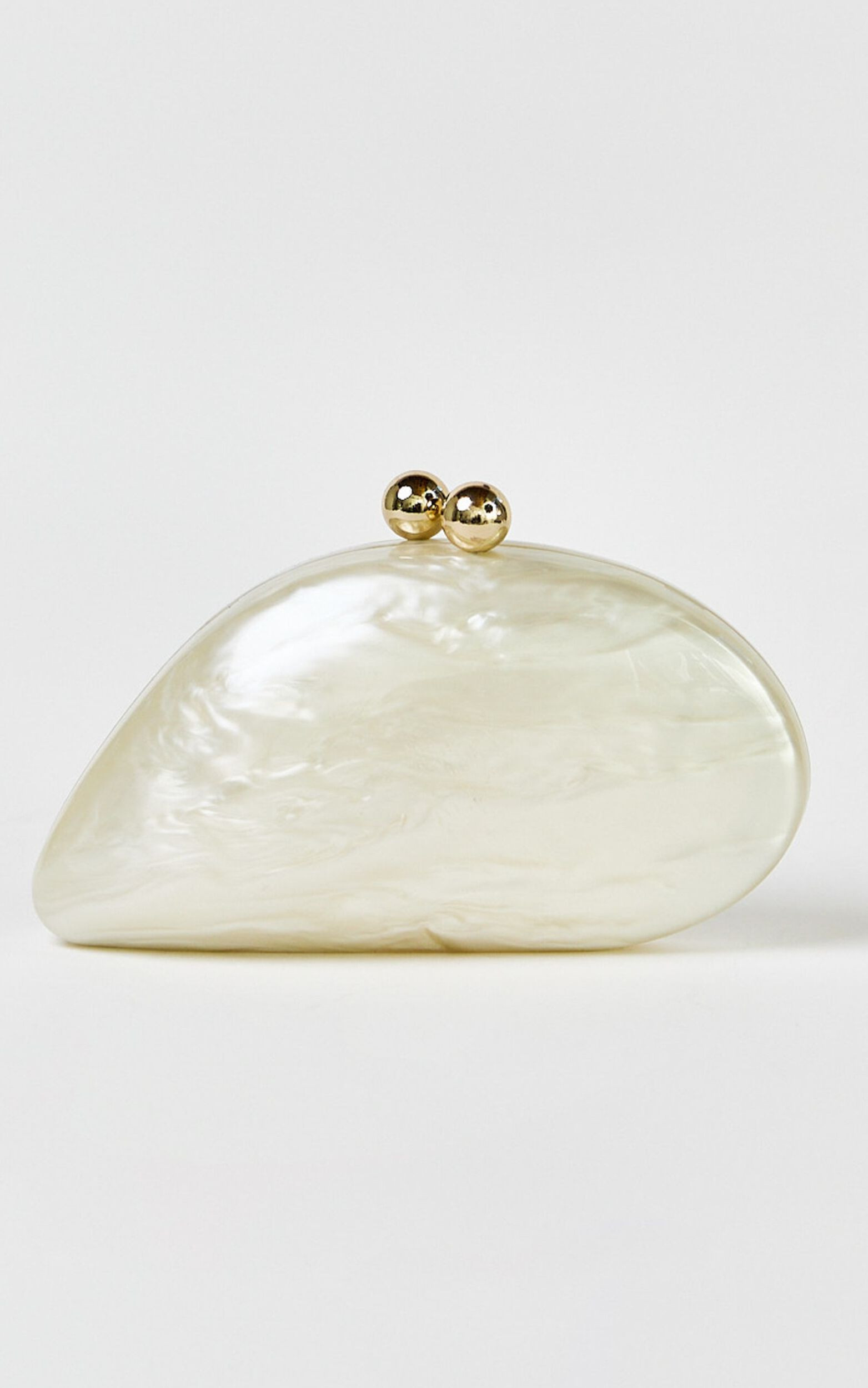 Nami Clutch Bag with Hardware Detail in Pearl | Showpo (US, UK & Europe)