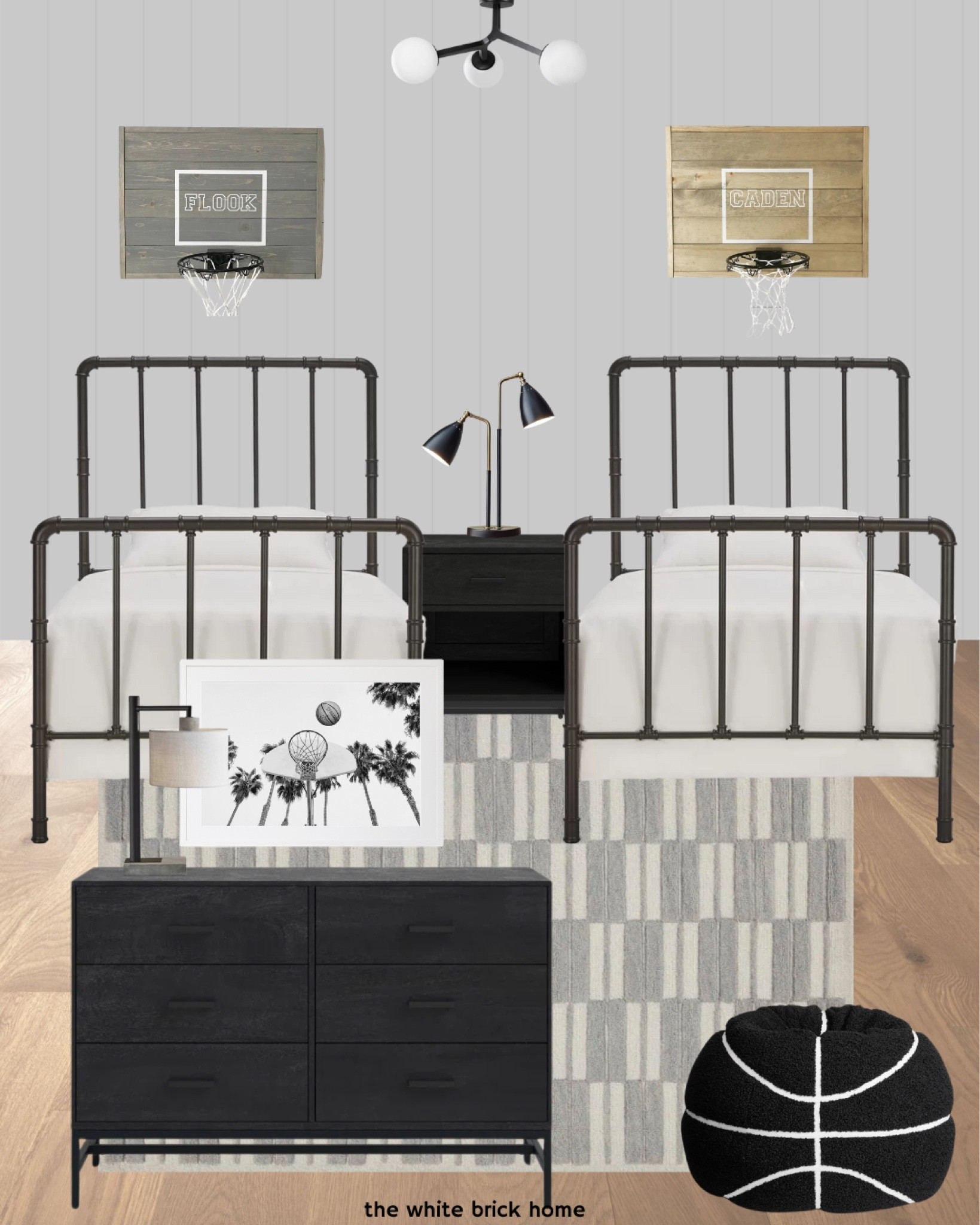 These basketball wall hoops are a fun way to add a personal touch to a shared bedroom 🖤

Boys room, boys bedroom, boys bedroom decor, boys bedroom furniture, Wayfair bedroom furniture, boys bedroom decor, boys room twin bed, metal black bed, boys room dresser, boys room wall art, boys room table lamp, boys room basketball hoop, boys room design, Loloi rug, Wayfair rug, bedroom rug, basketball bedroom, sports bedroom, Wayfair, Amazon, target, Etsy. 

#LTKFindsUnder100 #LTKKids #LTKHome