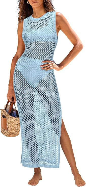 ANRABESS Womens Swimsuit Cover Up Sleeveless Hollow Knit Bikini Swimwear Bathing Suit Coverup Cro... | Amazon (US)