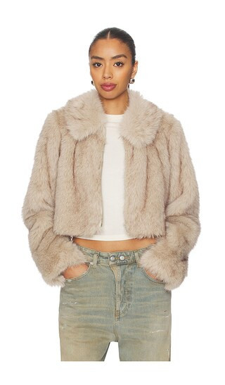 Lovers and Friends Silas Faux Fur Coat in Tan. - size S | Revolve Clothing (Global)