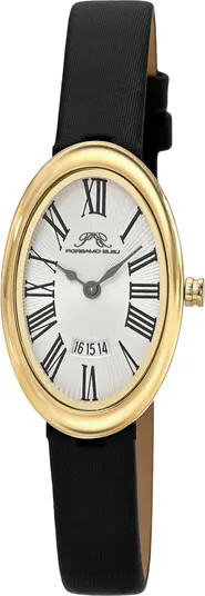 PORSAMO BLEU Women's Eloise Oval Guilloche Dial Leather Watch | Nordstromrack | Nordstrom Rack