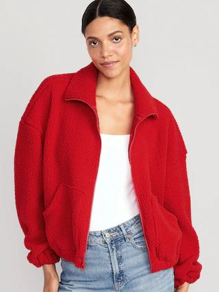 Oversized Full-Zip Sherpa Pullover for Women | Old Navy (US)