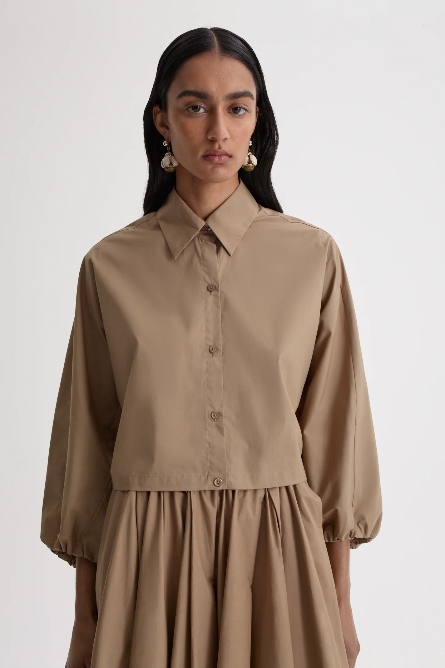 PARACHUTE COTTON GATHER SHIRT - CAMEL - Scanlan Theodore | Scanlan Theodore AU