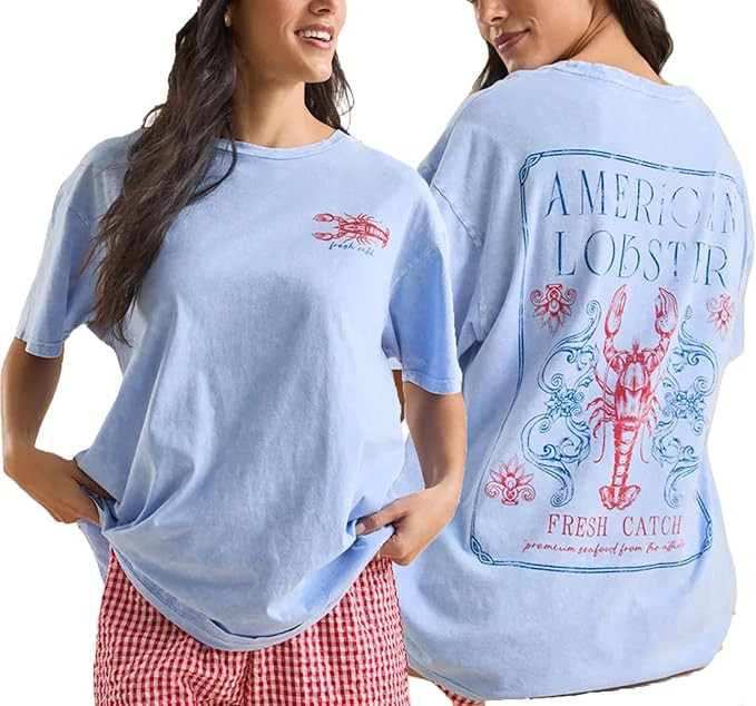 Oversized Graphic Tshirts for Women Teens Y2K Flower Short Sleeve Baggy Shirts Summer Aesthetic B... | Amazon (US)