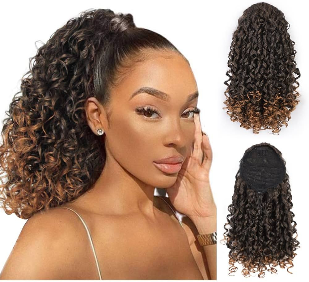 AISI BEAUTY Curly Ponytail Extension for Black Women Drawstring Ponytail Hair Extensions Mix Brow... | Amazon (US)