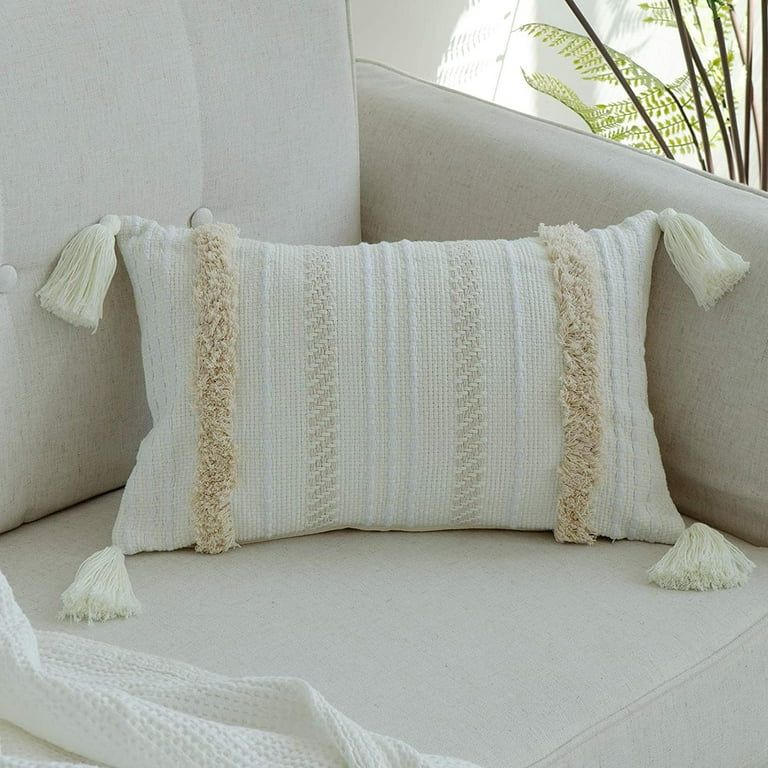 Boho Throw Pillow Covers Tufted Decorative Pillows Cover for Couch Bed Small Lumbar 12x20 Pillow ... | Walmart (US)
