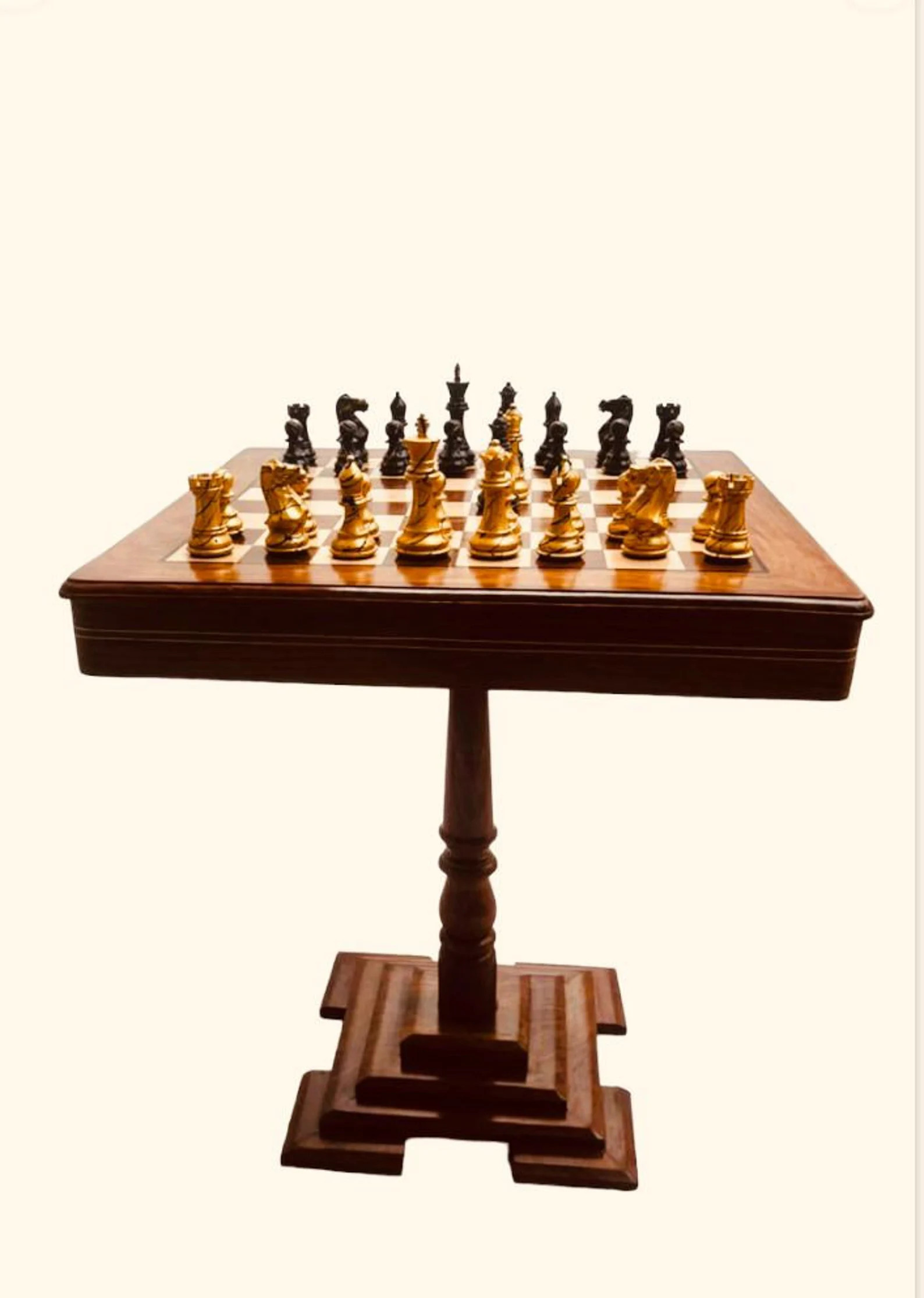 Wooden Chess Table 21" with Wooden Painted Chess Pieces 3.75" | Etsy (US)