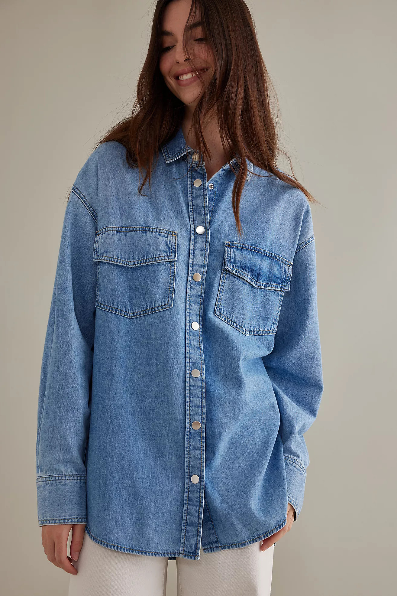 Stevie Long-Sleeve Denim Shirt | Anthropologie (UK)