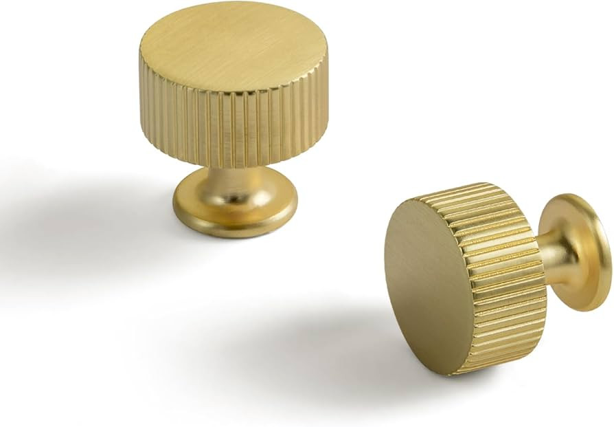 Goo-Ki Brushed Brass Zinc Alloy Cabinet Knob - Single Hole Striped Decorations Cabinet Pull Hardw... | Amazon (US)