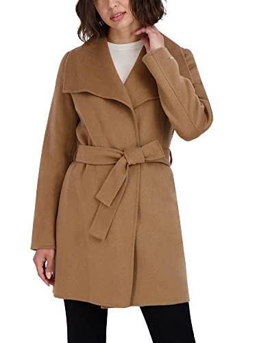 Tahari Women's Peacoat Wool Blend Lapel Collar Trench Coat, Cream Camel, Medium | Amazon (US)