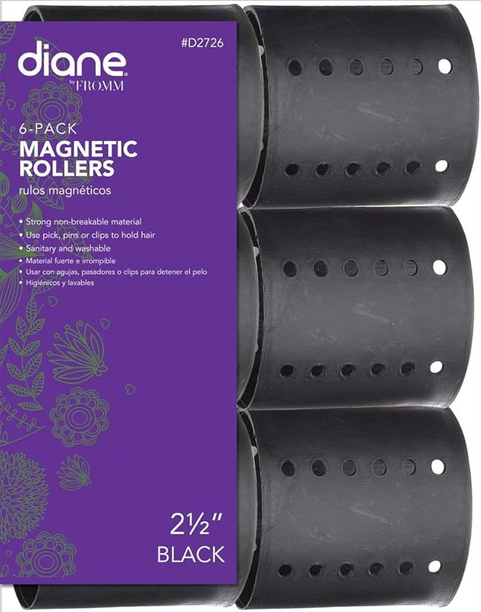 Diane Magnetic Hair Roller, Black, 2 1/2 Inch, Strong material, unbreakable material, curls, perm... | Amazon (US)