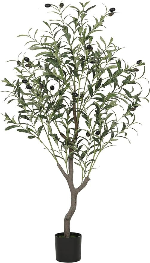 VIAGDO Artificial Olive Tree 4ft Tall Fake Potted Olive Silk Tree with Planter Large Faux Olive B... | Amazon (US)