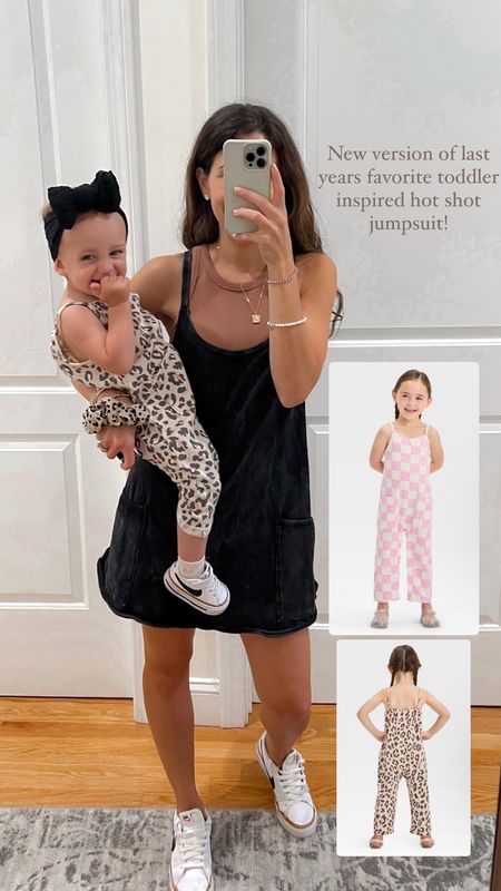 Free people hot shot mini dress ; free people movement ; mom outfit ; summer outfit ; trending looks for summer ; toddler girl jumpsuit ; mom and daughter matching ; family Nikes ; toddler girl grayson mini collection ; toddler summer outfit 