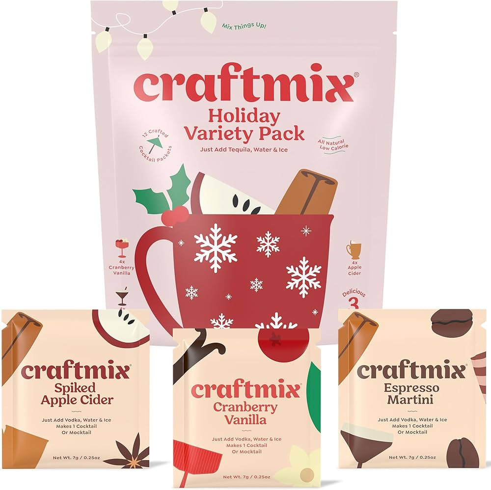 Craftmix Holiday Variety Pack, Makes 12 Drinks, Skinny Cocktail Mixers, Mocktails Non-Alcoholic D... | Amazon (US)