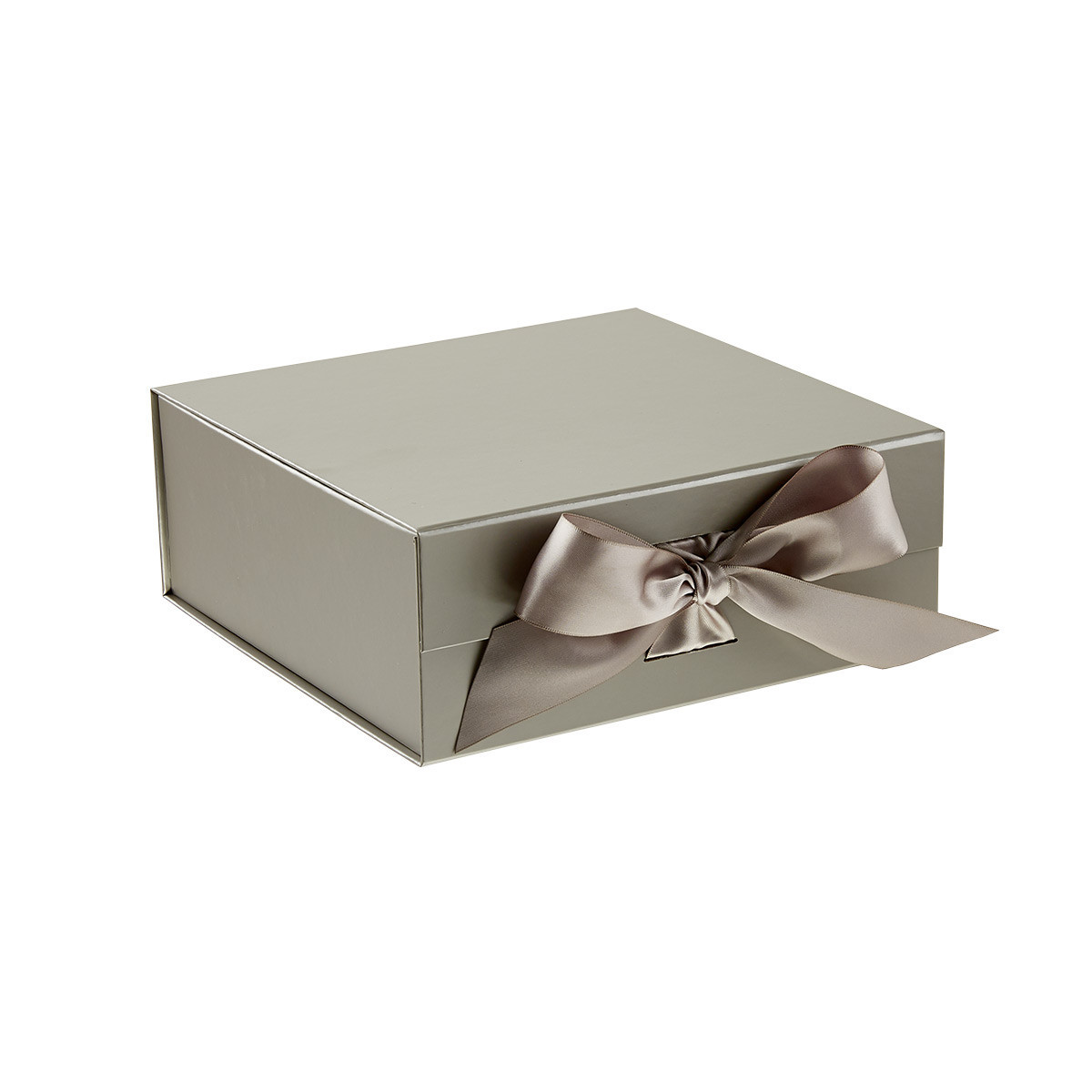 Medium Collapsible Box w/ Bow Silver | The Container Store