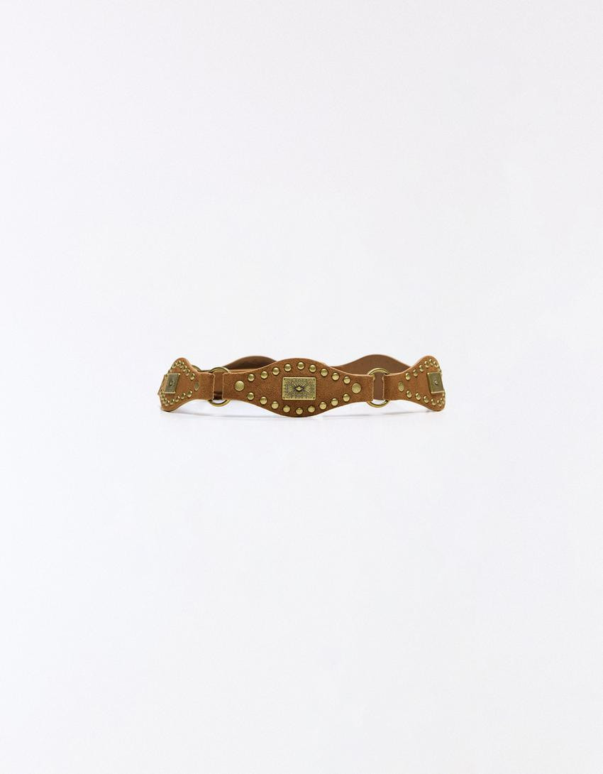 Studded and fringed belt - Trousers - Women | Bershka UK