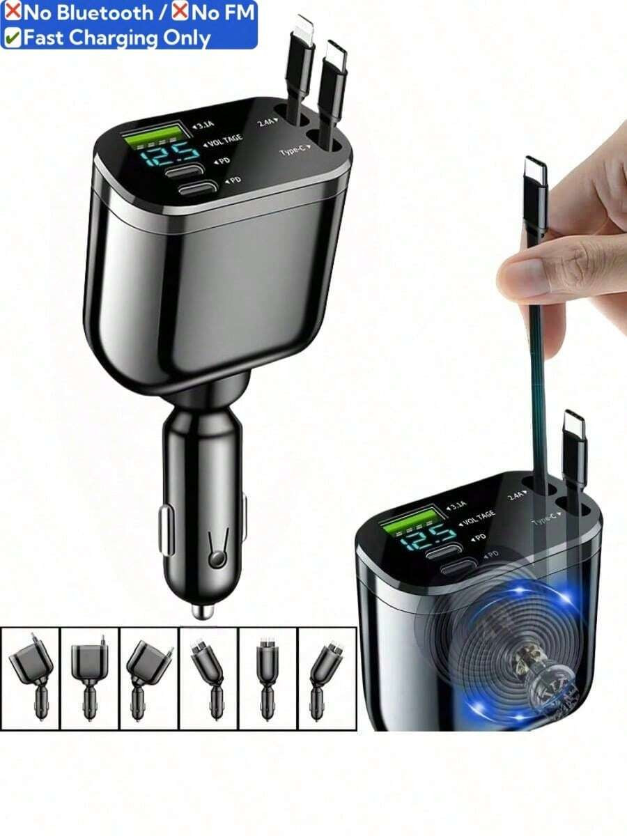 YITUMU Caricabatterie per auto retrattile da 66W con display digitale, caricabatterie per auto 5 ... | SHEIN