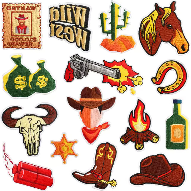 Cartoon Western Cowboy Embroidery Cloth Emblem Clothing Decoration Patch Cowboy Hat Embroidery Pa... | AliExpress (US)