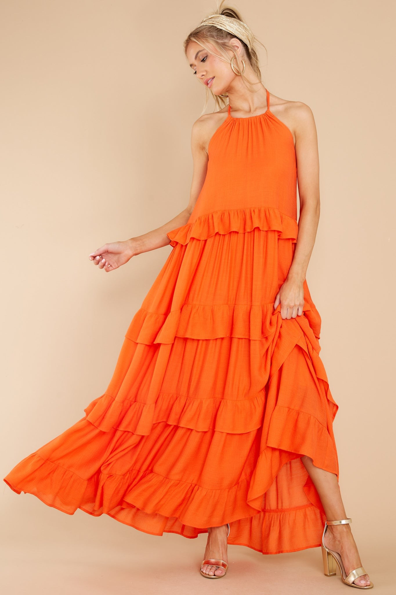 Sun Gazer Orange Maxi Dress | Red Dress 