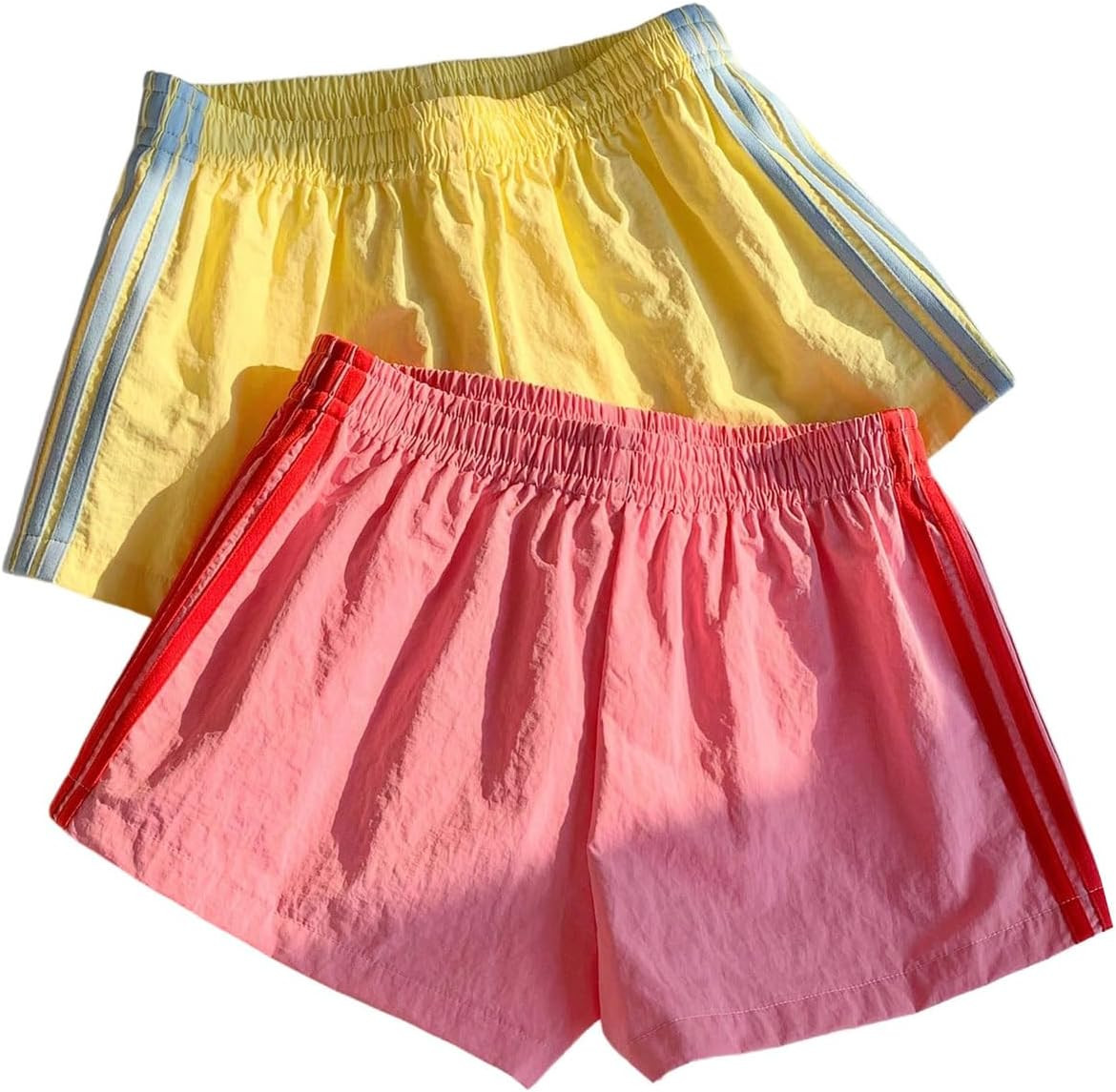 SOLY HUX Women's 2 Pack Striped Running Track Shorts Summer Athletic Shorts | Amazon (US)