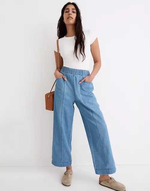 Denim Pull-On High-Rise Wide-Leg Crop Pants in Ashgrove Wash | Madewell