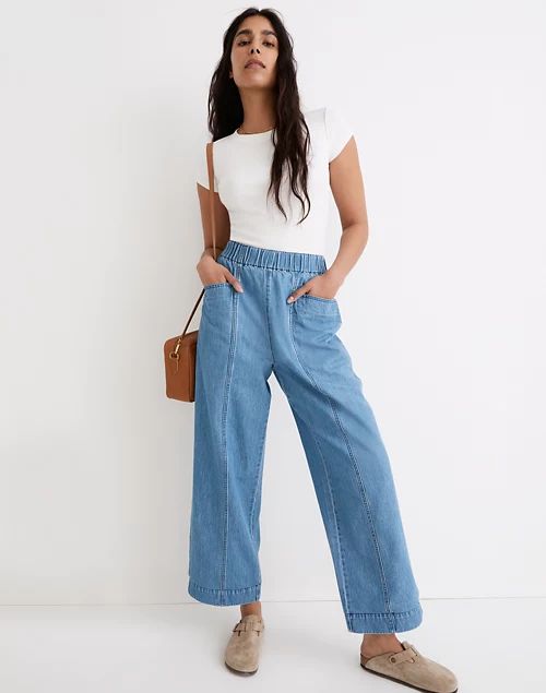 Denim Pull-On High-Rise Wide-Leg Crop Pants in Ashgrove Wash | Madewell