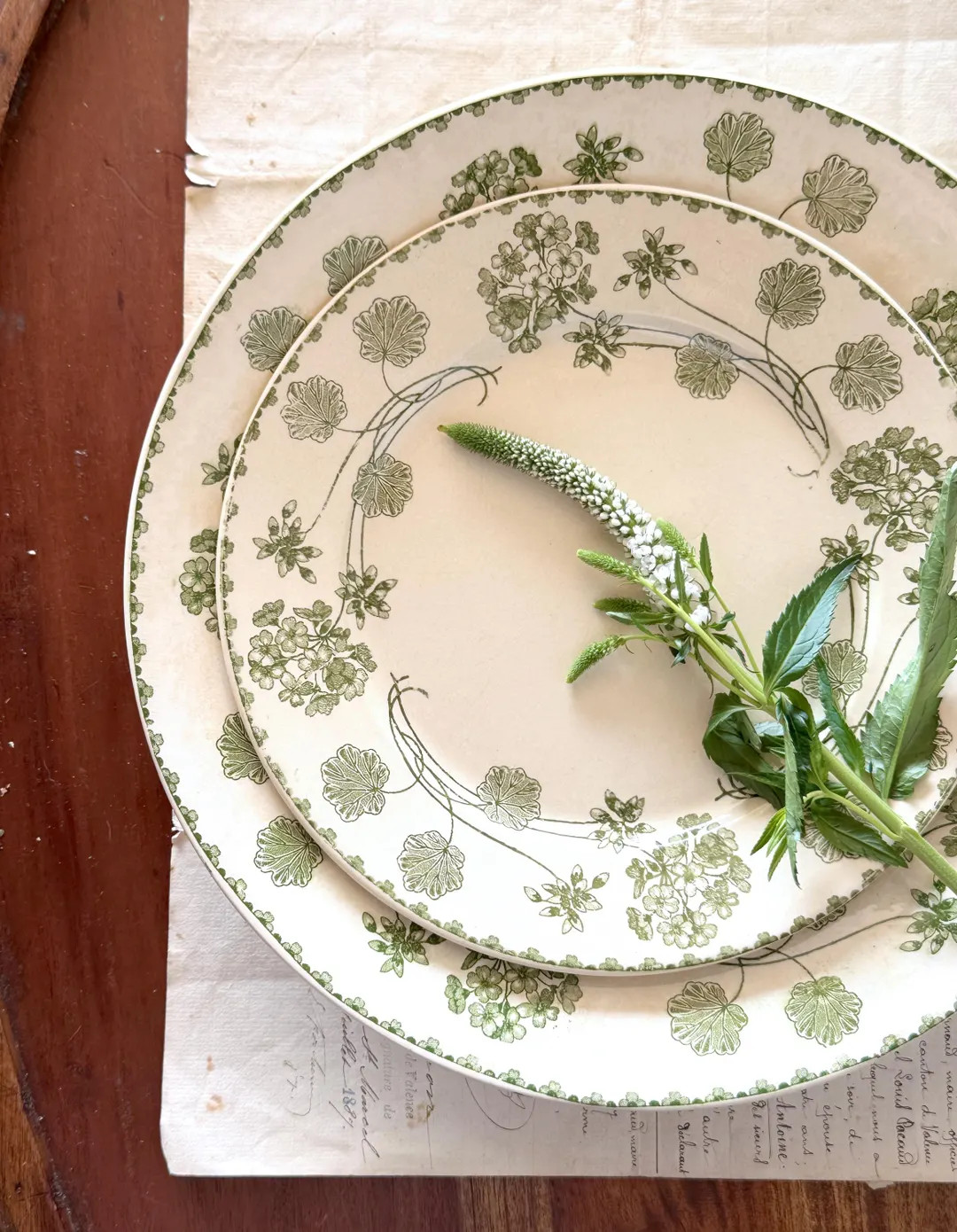 2 Antique French Ironstone Serving Plates – Green Floral Transferware - Etsy | Etsy (US)