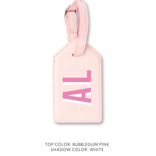 Personalized Leather Luggage Tag – Shadow Monogram Travel ID Tag for Women, Privacy Flap with Clear Window, Custom Bag Tag for Travel Gifts (Pink Luggage Tag) | Amazon (US)