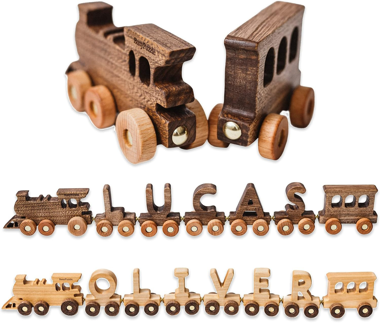 BUSY PUZZLE Personalized Wooden Name Alphabet Train with Name Letters Educational Toys Unique 1st Birthady Gift Easter Present | Amazon (US)