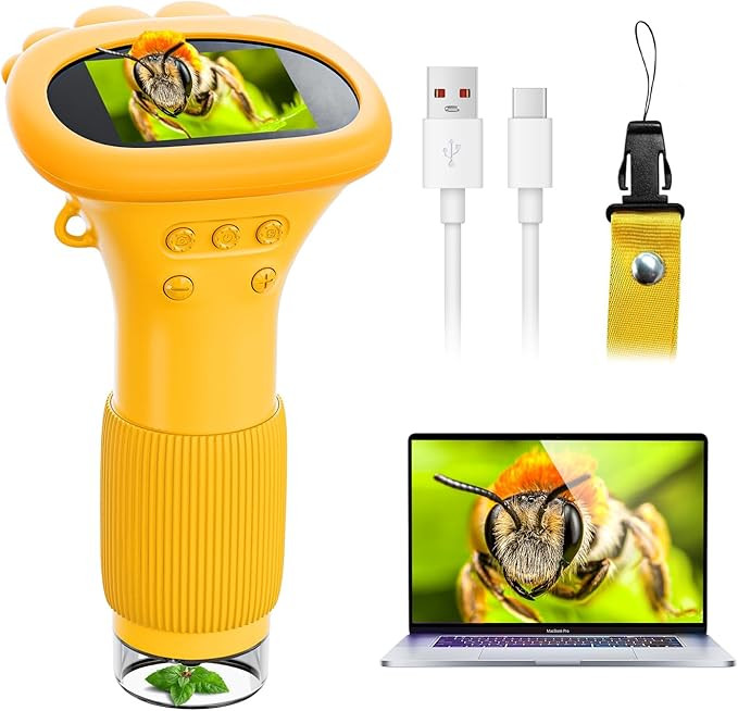 Microscope for Kids, Ahalfcit explorerscope with 2'' Inch Screen -1000X Zoom Portable Microscope ... | Amazon (US)