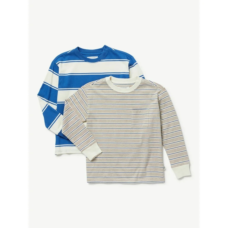Free Assembly Boys Long Sleeve Stripe T-Shirt, 2-Pack, Sizes 4-18 - Walmart.com | Walmart (US)