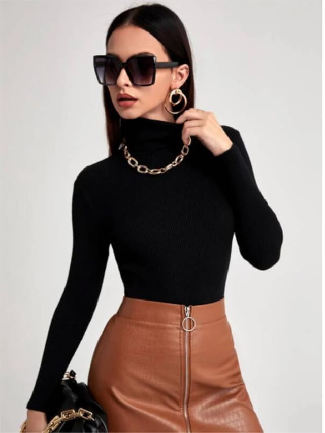 Womens Long Sleeve Mock Turtleneck Stretch Fitted Underscrubs Layer Tee Tops | Amazon (US)