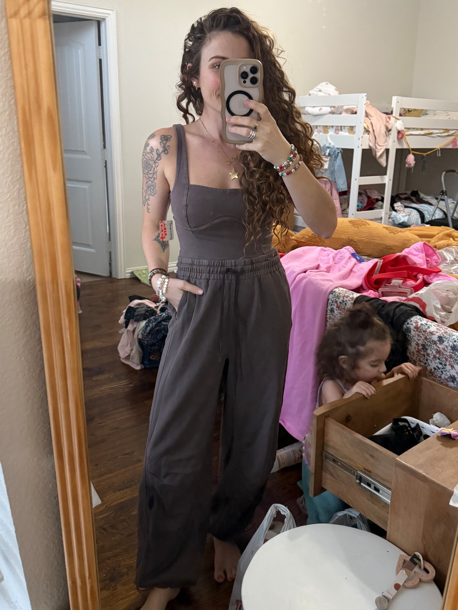 Wearing Xs in the inbound onesie 