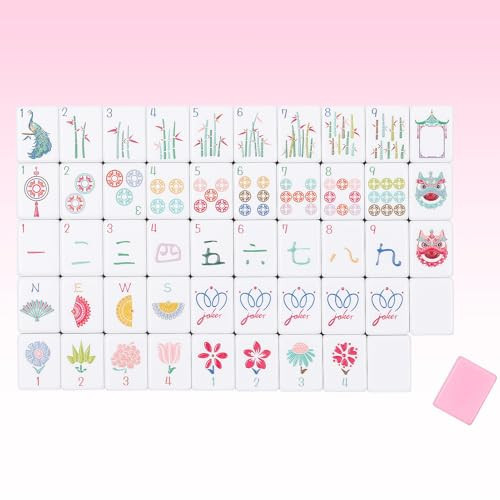 My Mahjong Trove 160 Pink Engraved American Mahjong Tiles Set with Carrying Bag and Accessories, 1.2’’ Mahjong Tile Set | Amazon (US)