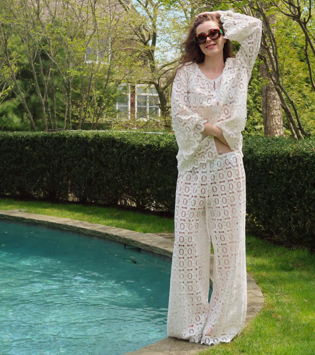 The Kaya Pool Pant - White Broderie | Hill House Home US