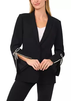 CeCe Rhinestone Embellished Sleeve Blazer | Belk