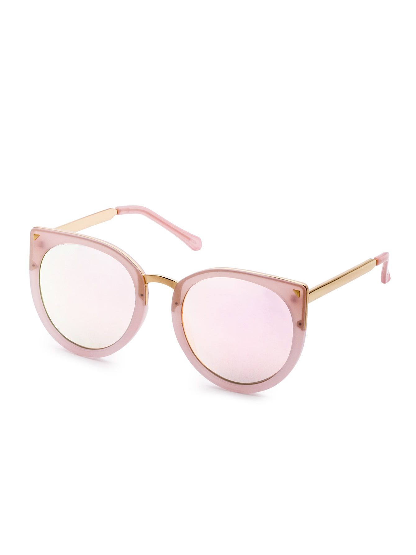 Pink Frame Metal Trim Cat Eye Sunglasses | SHEIN