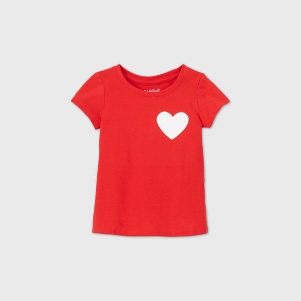 Toddler Girls' Heart Short Sleeve T-Shirt - Cat & Jack™ Bright Red | Target