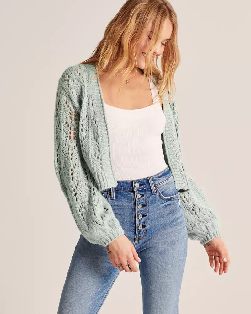 Pointelle Open Cardigan | Abercrombie & Fitch US & UK