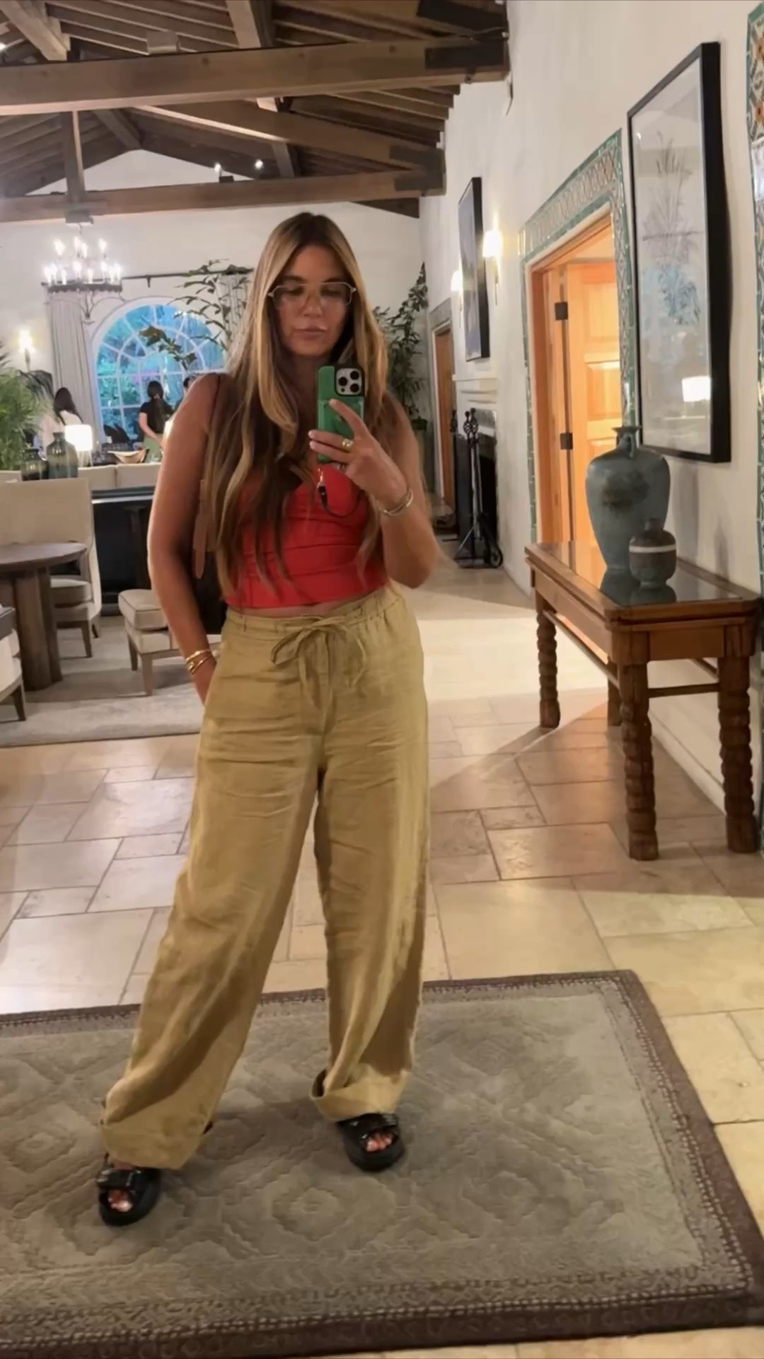 Top: medium 
Pants: small (a perfect linen with plenty of flow and length for summer)
Sandals: TTS
Hair: Sea Glass (use AH20FORME to save 20% this week)
Lips: Fated Lip Liner and Iridescent Peach lip oil