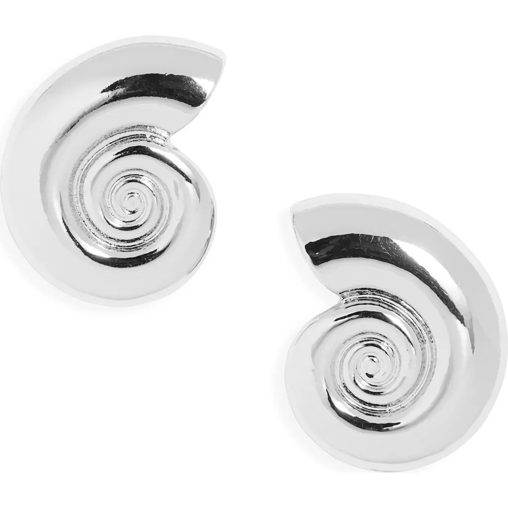 Open Edit Shell Stud Earrings in Rhodium at Nordstrom Rack | Nordstrom Rack