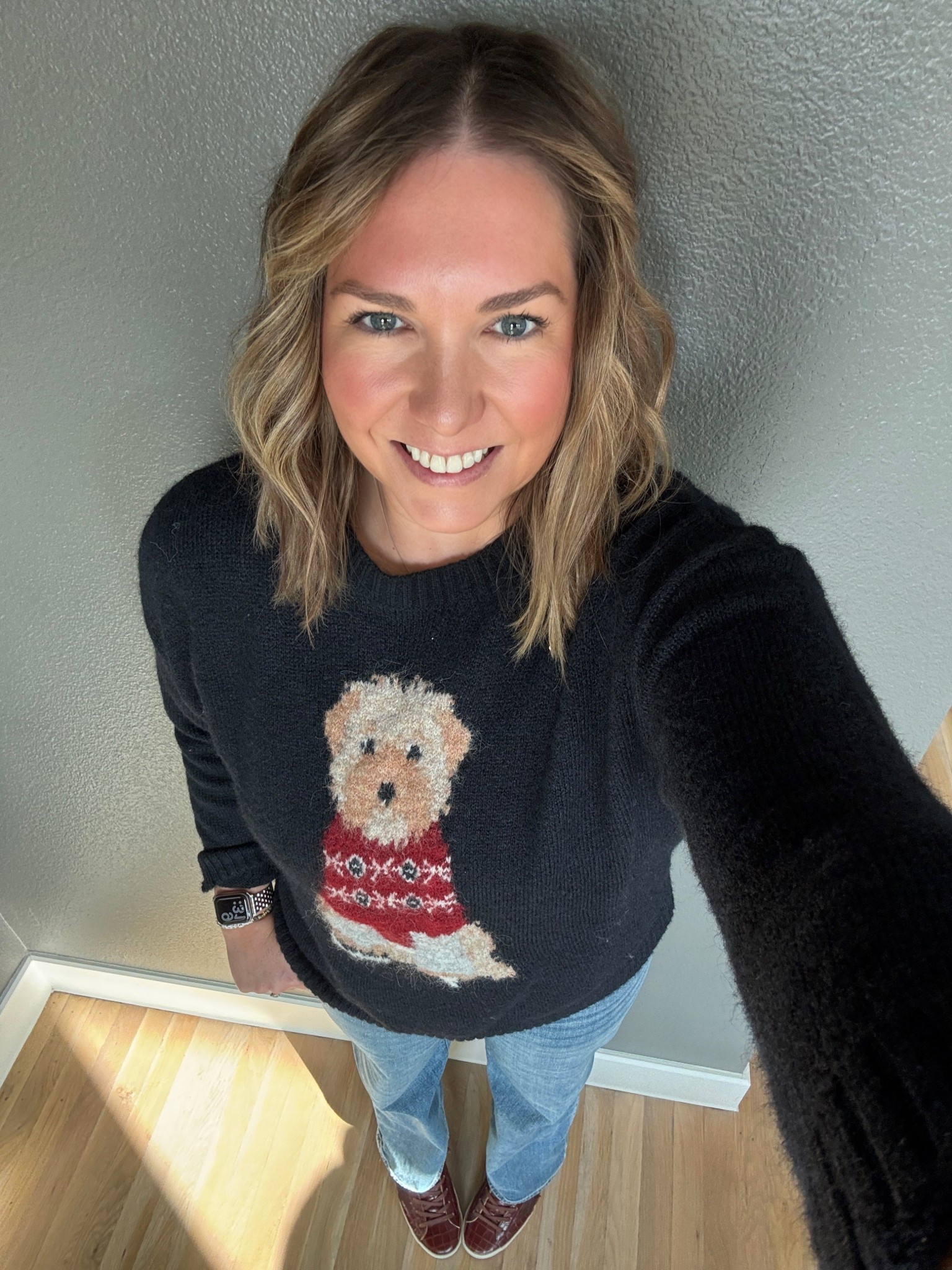 I couldn’t pass up a sweater with a doodle dog on it. I love the navy blue background. It was a perfect festive choice for December. I paired it with jeans and sneakers for a casual look that worked all day. I’ll be wearing this sweater all winter long  

#LTKootd #LTKFindsUnder50 #LTKSeasonal