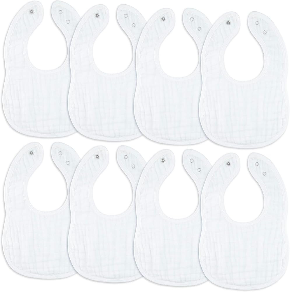 Comfy Cubs Muslin Baby Bibs, Drool Bibs, 100% Cotton Adjustable with Easy Snaps, Teething & Drool... | Amazon (US)