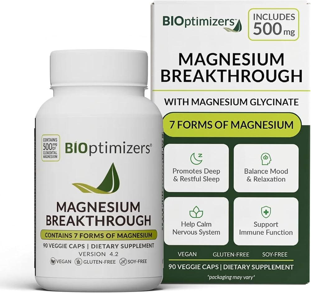 BIOptimizers Magnesium Breakthrough Supplement with 500mg - 7 Forms of Magnesium: Glycinate, Mala... | Amazon (US)