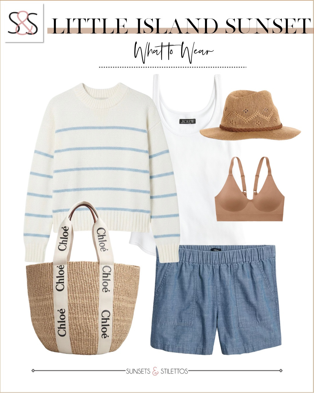 This is my go to easy outfit when I want to look put together with zero effort.

spring outfit ideas, little island outfit, casual chic outfit, striped sweater outfit, denim shorts outfit, summer layers, beach outfit, resort wear, everyday outfit, neutral accessories, raffia bag, straw hat, comfortable outfit

#LTKSeasonal #LTKOver40 #LTKTravel