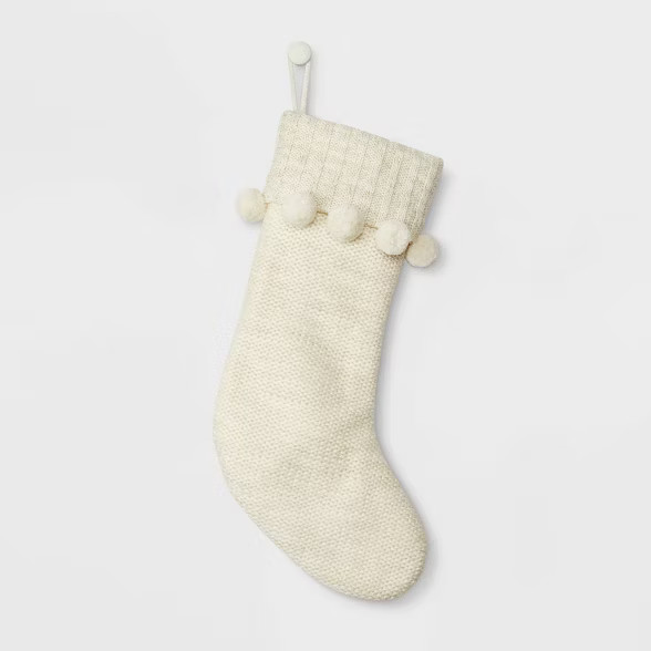 Pompom Knit Christmas Stocking Ivory - Wondershop™ | Target