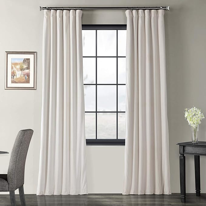 HPD Half Price Drapes VPCH-120601-120 Signature Blackout Velvet Curtain (1 Panel), 50 X 120, Ivor... | Amazon (US)